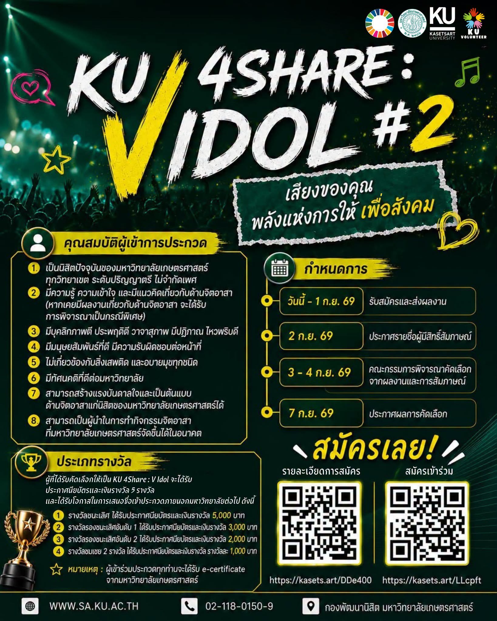ประกาศตามหาคนธรรมดา...ที่พร้อมสร้างสิ่งไม่ธรรมดากับโครงการ KU 4Share : V IDOL #2 